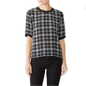 Slate & Willow Black White Plaid Woven Blouse Lightweight Topmi Size XS